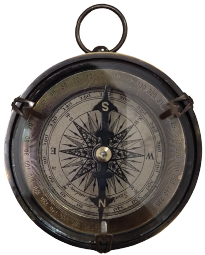 Antique Open Face Brass Compass - Brass, 3 Inch x 3 Inch, Black Antique | Nautical Style with Indian Regional Influence