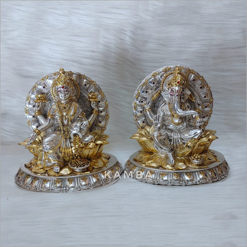 Silver Gold Plated Laxmi Ganesh