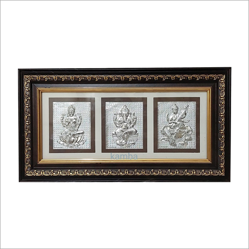 Laxmi Ganesh Saraswati Wooden Frame