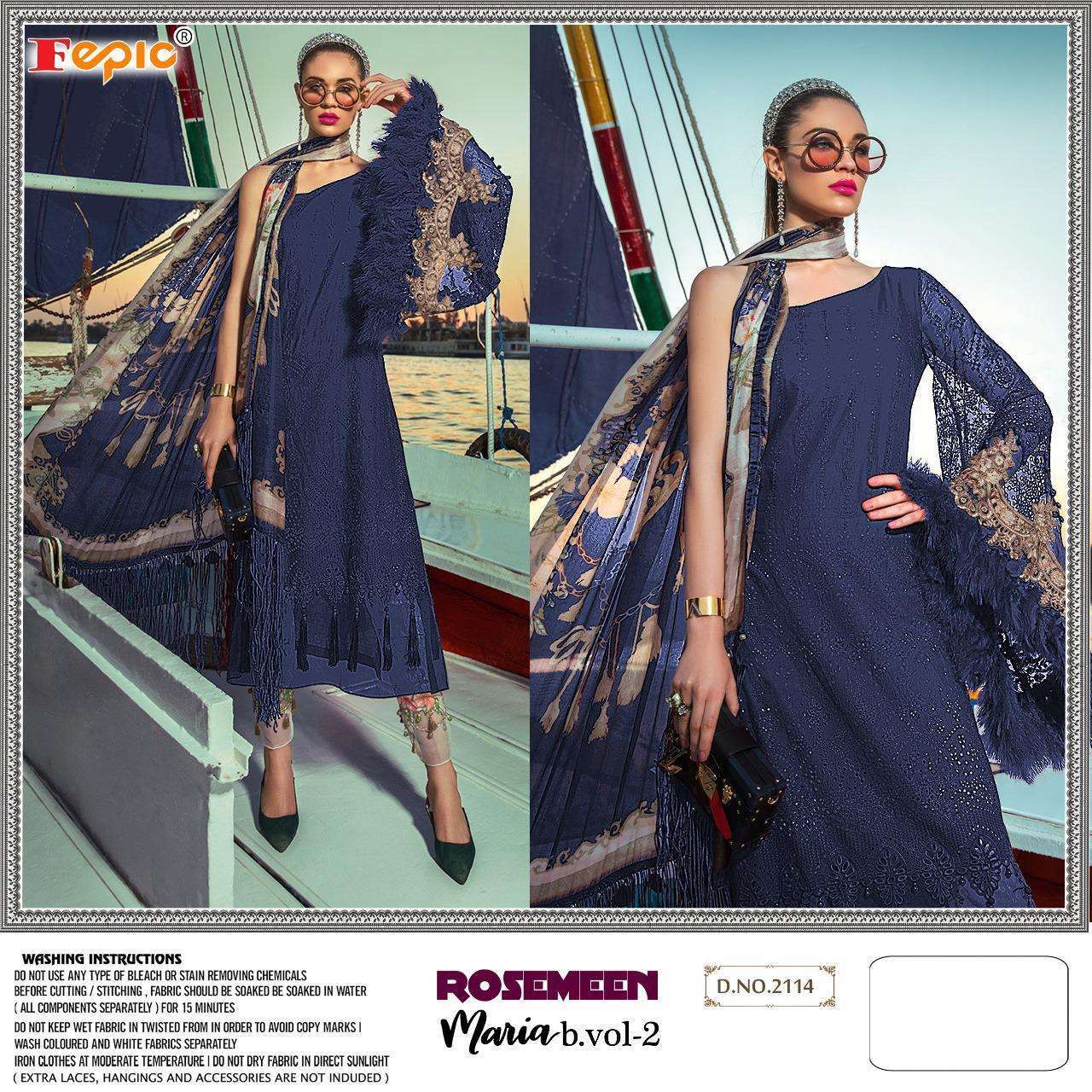 Fepic Rosemeen Maria B Vol 2 Heavy Rayon Printed With Work Pakistani Suit Catalog
