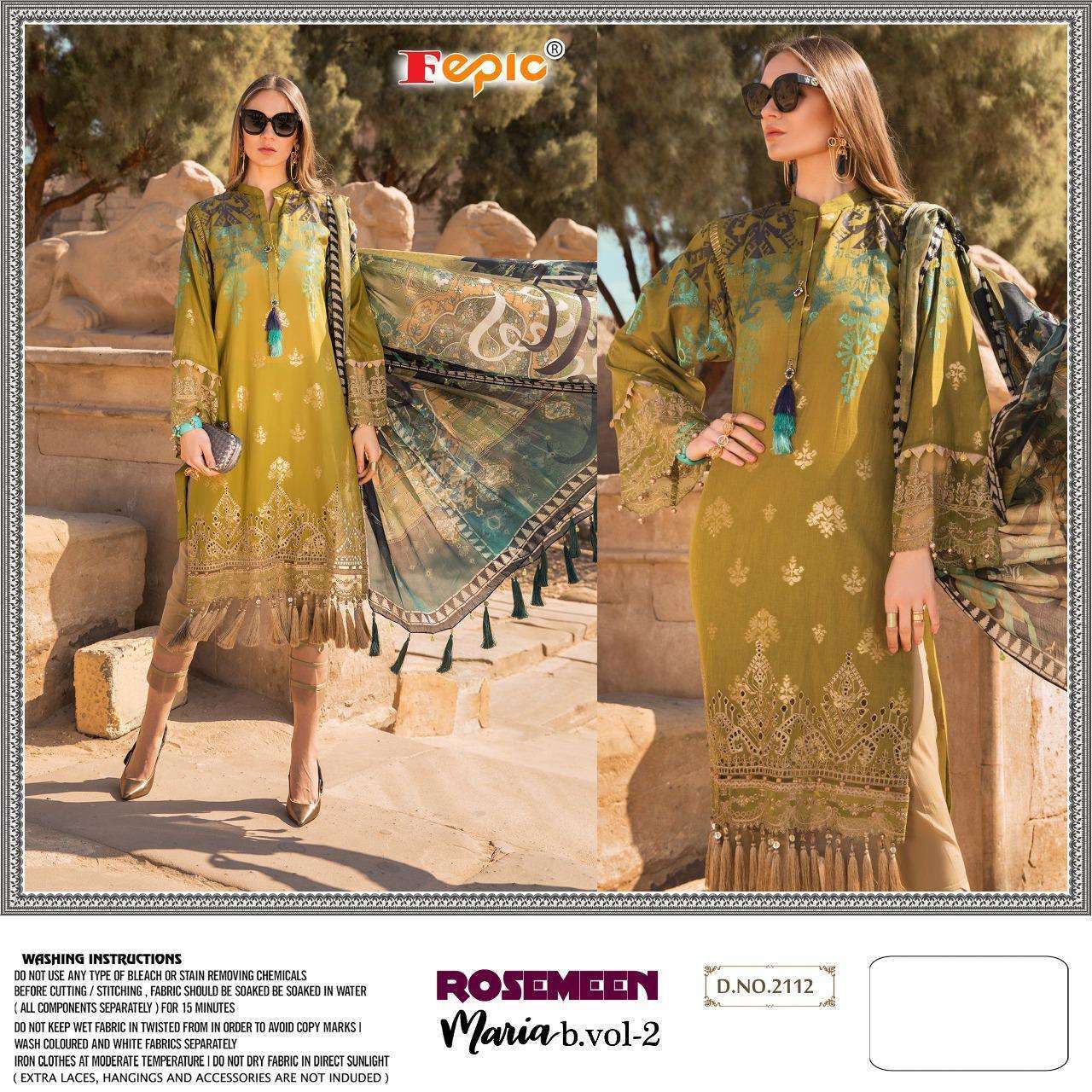 Fepic Rosemeen Maria B Vol 2 Heavy Rayon Printed With Work Pakistani Suit Catalog