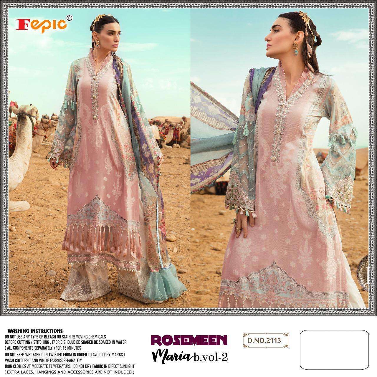Fepic Rosemeen Maria B Vol 2 Heavy Rayon Printed With Work Pakistani Suit Catalog
