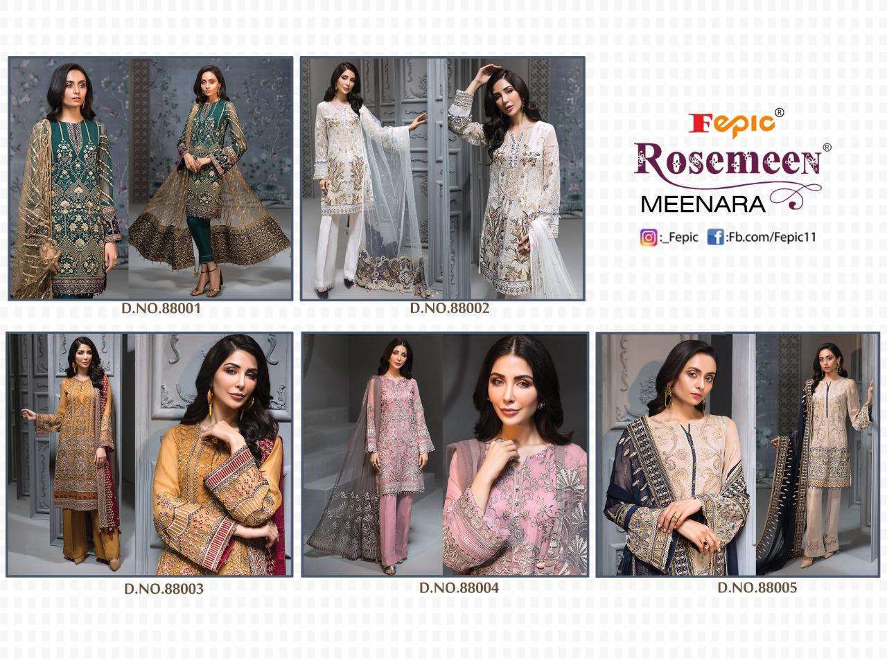 Fepic Rosemeen Meenara Gerogette And Organza Pakistani Style Suit Catalog