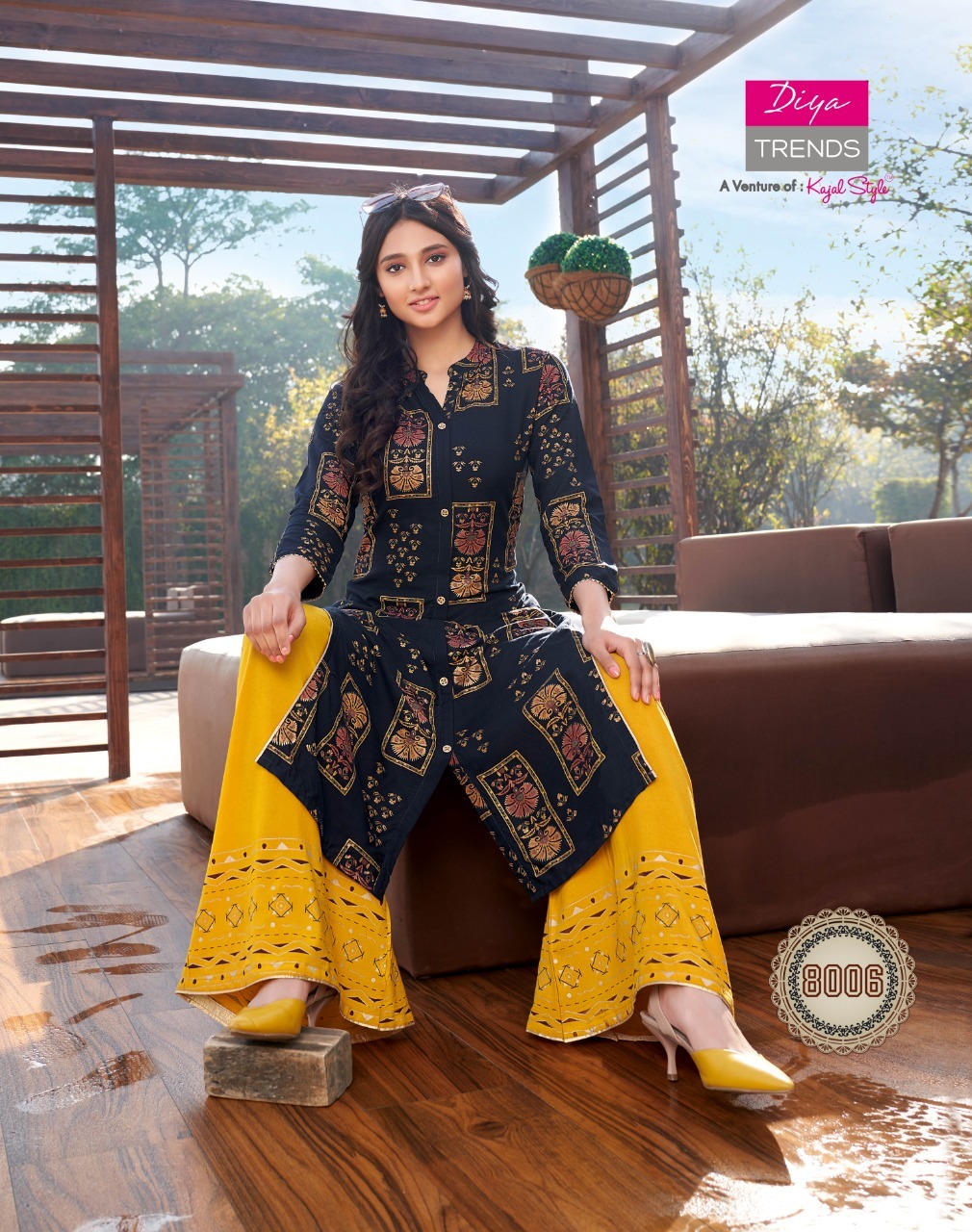 Diya Trendz Bibas Vol 8 Rayon Cotton Kurti With Plazzo And Pant Catalog