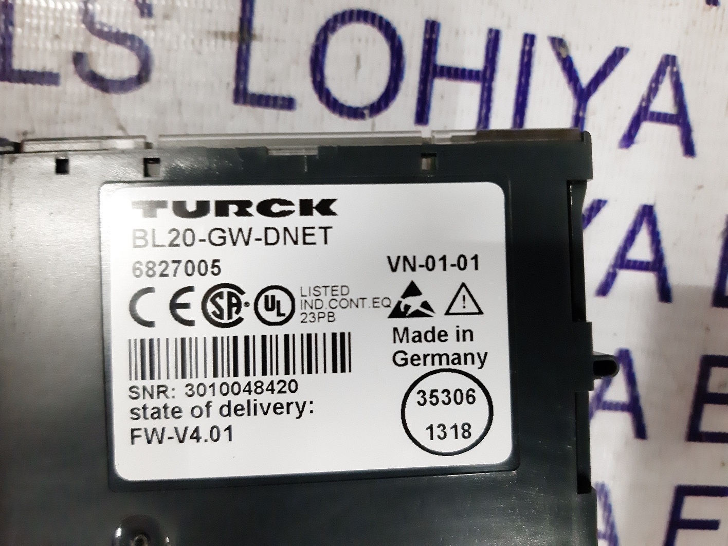 TURCK ELECTRONIC INPUT MODULE BL20-GW-DNET
