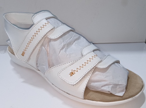 LADIES SANDAL - Leather Upper, Size 37 | Medium Heel Platform, Velcro Type, Unisex, Available in Black, Brown, Tan, White, Blue, Red, Yellow