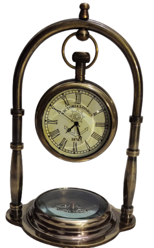 Antique Table Clock With Compass