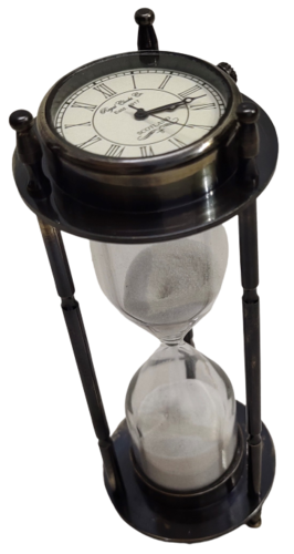 Antique Black Hourglass Sand Timer With Clock Dimension(L*W*H): 5.5 Inch*2Inch*5.5Inch Inch (In)