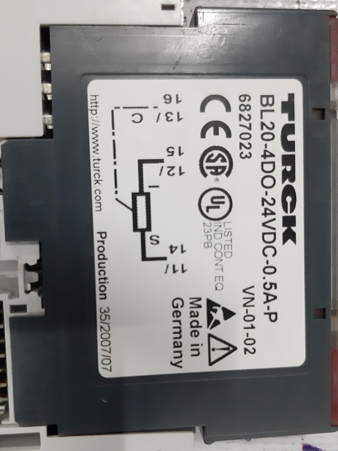 TURCK ELECTRONICS DIGITAL OUTPUT MODULE BL20-4DO-24VDC-0.5A-P