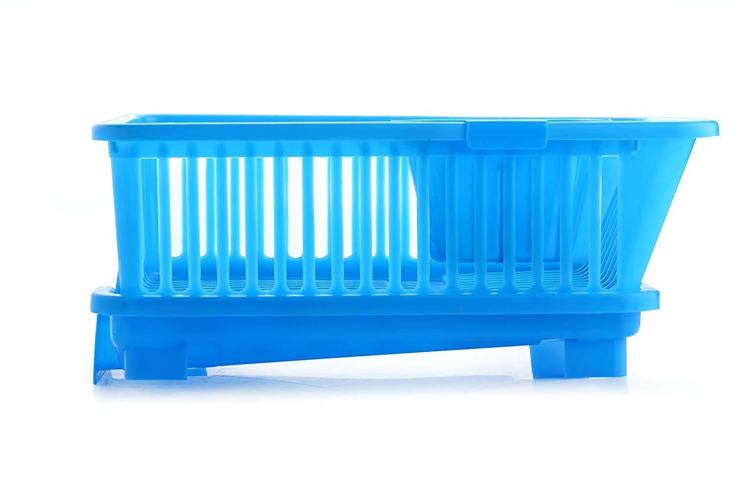 3 in 1 Large Durable Kitchen Sink Dish RackDrainer Washing Basket with Tray