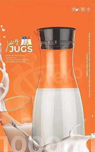 Plastic 1 Litre Water Juice Milk Jug with Lid Transparent (Multi Colour)