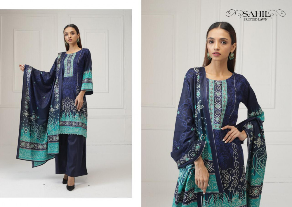 Sahil Printed Lawn Karachi Print Pakistani Style Suits Catalog