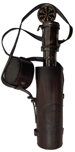 Antique Brass Telescope with Leather Cover