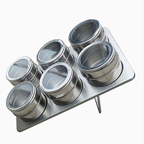 6pcs/set 100ml*6 Heat-resistant Glass Rotating Spice Jars With Tray