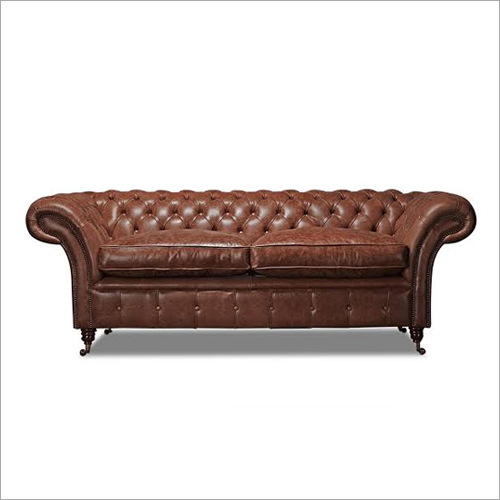 Brown Genuine Leather Chesterfield Sofa