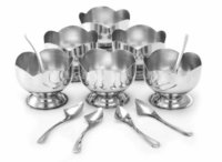 Steel Ice Cream Cup (6 Pcs) - Stainless Steel, 150ml, Silver | Stackable, Mirror Polish, Dishwasher Safe