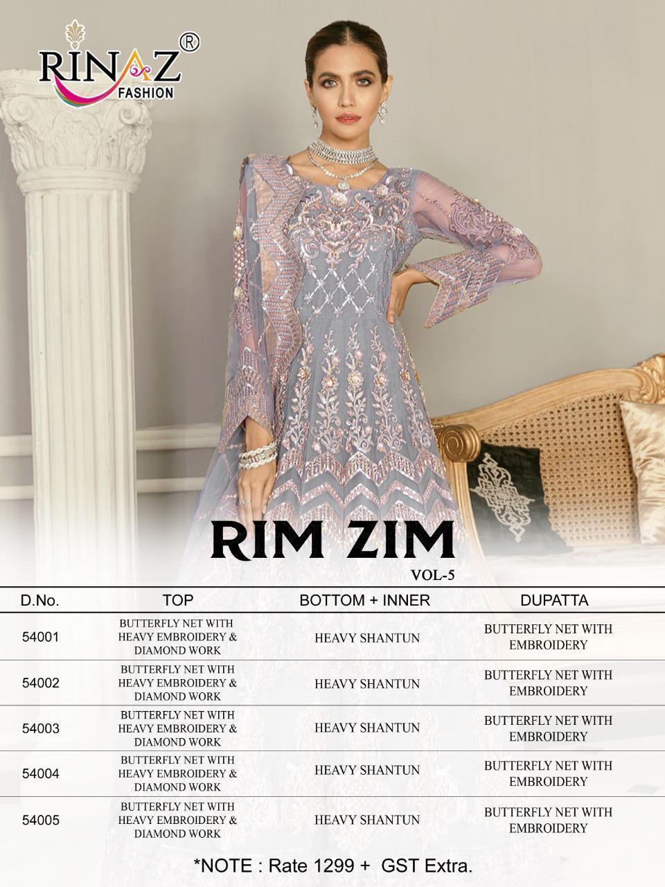 Rinaz Fashion Rim Zim Vol 5 Butterfly Net With Work Pakistani Suit Catalog