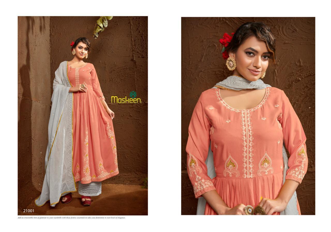 Maskeen Roza Rayon With Embroidery Work Readymade Suit Catalog