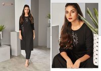 Vamika Nx Amour Viscose Slub Kurti With Pant Catalog