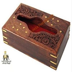 Wood Wooden Carved Tissue Box