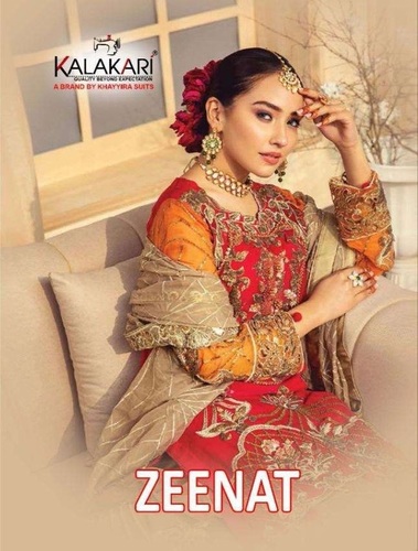 Dry Cleaning Khayyira Suits Zeenat Fox Georgette With Work Pakistani Suit Catalog