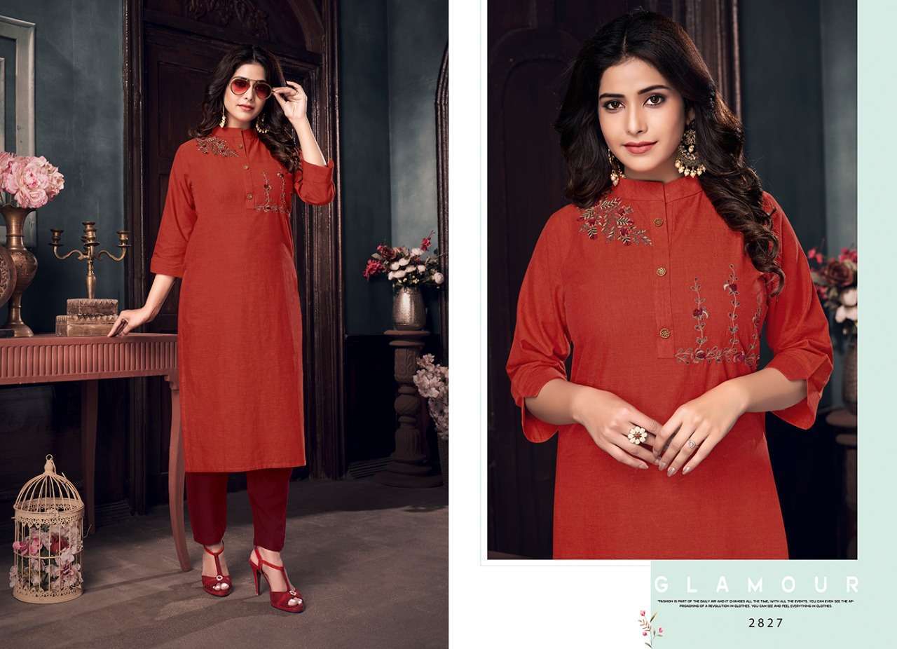 Rangoon Maria Pure Cotton Work Kurti With Pant Catalog