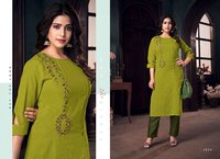 Rangoon Maria Pure Cotton Work Kurti With Pant Catalog