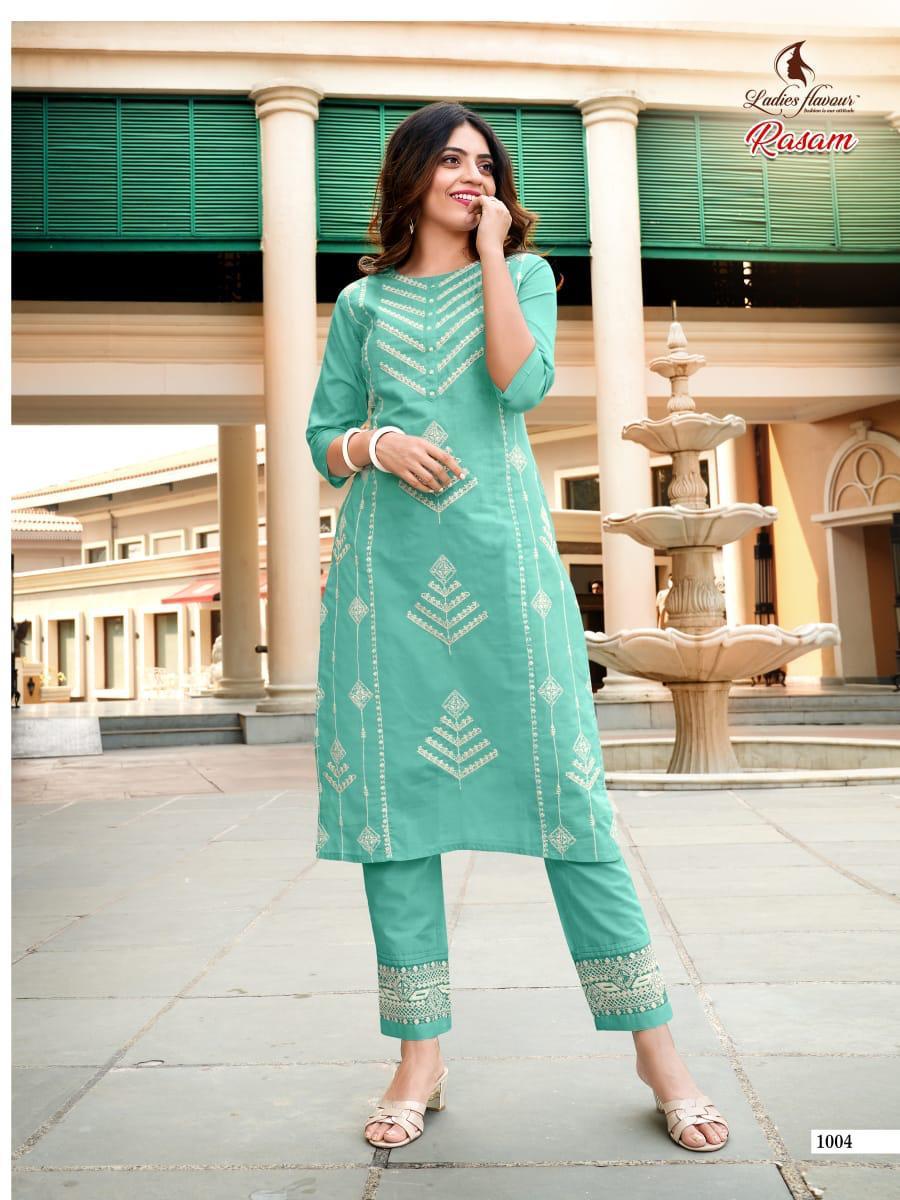 Ladies Flavour Rasam Cotton With Embroidery Work Kurti With Bottom Catalog