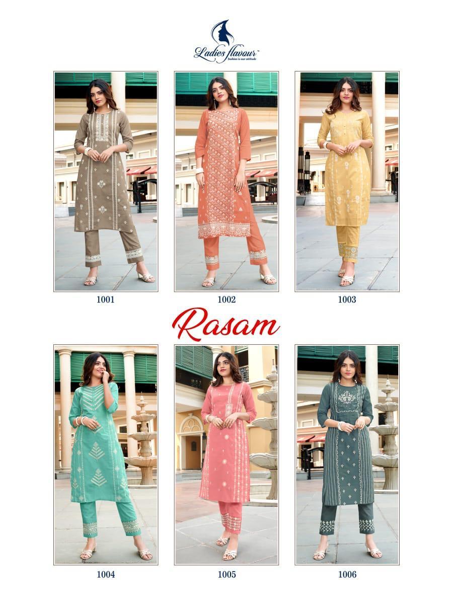 Ladies Flavour Rasam Cotton With Embroidery Work Kurti With Bottom Catalog
