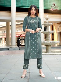 Ladies Flavour Rasam Cotton With Embroidery Work Kurti With Bottom Catalog