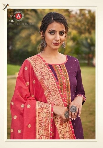 Triple Aaa Kasturi Vol 5 Jam Silk With Work Dress Material Catalog