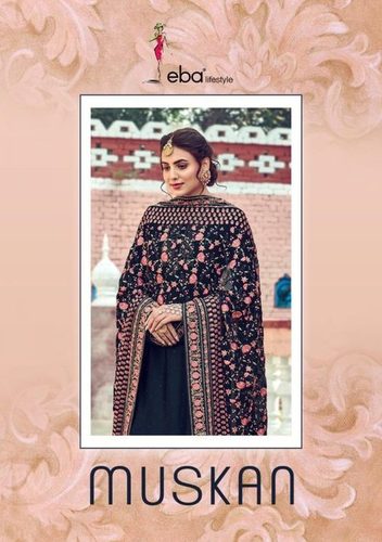 Eba Lifestyle Muskan Viscose Upada With Work Designer Suit Catalog
