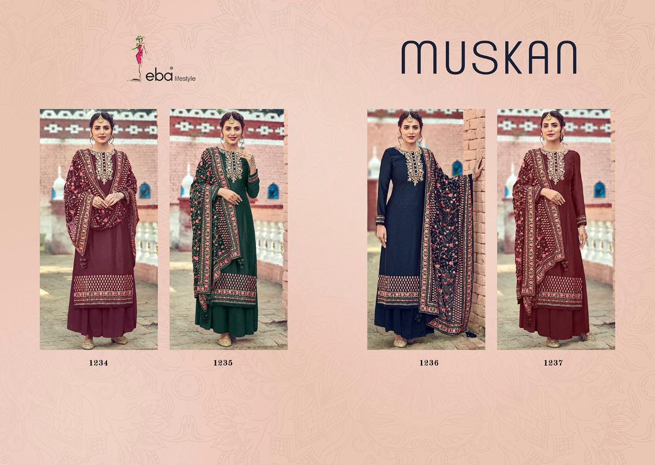 Eba Lifestyle Muskan Viscose Upada With Work Designer Suit Catalog