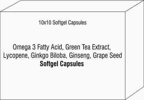 Soft Gel Capsule of Omega 3 Fatty Acid Green Tea Extract Lycopene Ginkgo Biloba Ginseng Graoe Seed By AKSHAR MOLECULES