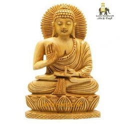 Wooden Blessing Buddha Statue