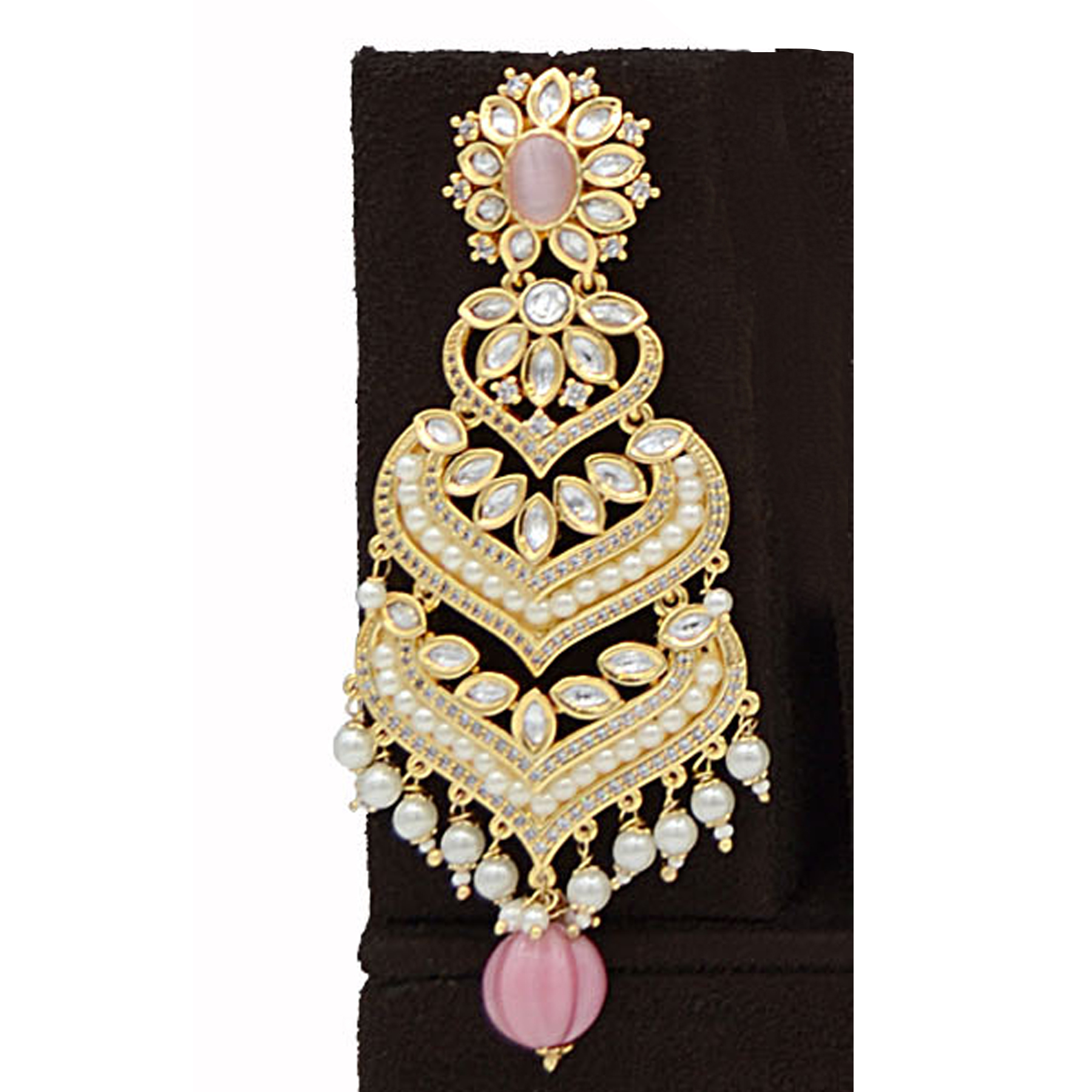 Kundan Necklace Set with Mint Pink stones