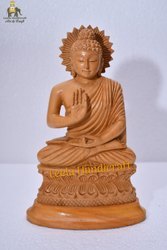 Well Finished Hand Carved Wooden Blessing Buddha Statue
