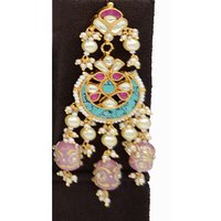 Pachi Kundan Necklace Set with Terquise Stone Work