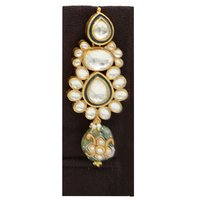 Pachi Kundan Necklace Set with Green Minakari Hangings