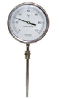 Dial Type Thermometer - 4 Inch X 6 Inch Stainless Steel Body, 8/12 Inch Rod Length, Up To 600 C Range, Bimetal Dial, ±1% Accuracy, Panel Mount