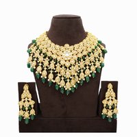 Kundan Necklace with Green Hangings