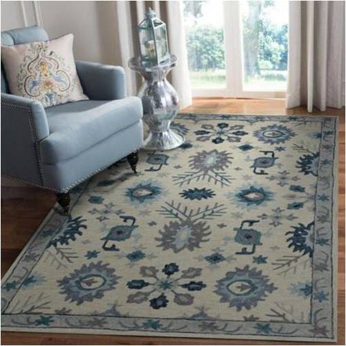 Hilma Ivory Blue Traditional Hand Tufted Carpet