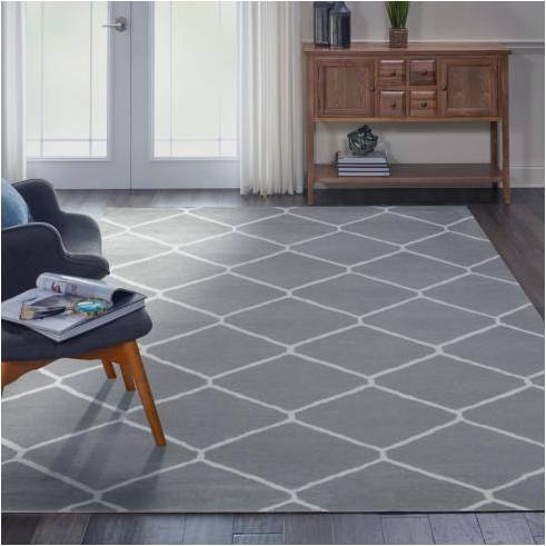 Wool Lorah Grey Geometric Hand Tufted Carpet