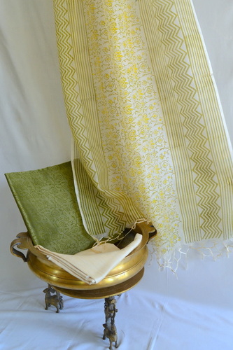 chanderi silk Dress Material By Devatha Saree Bhandar