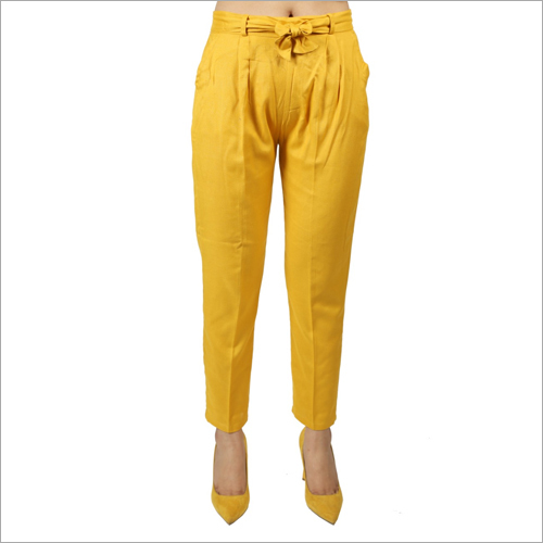 Ladies Yellow Rayon Pant