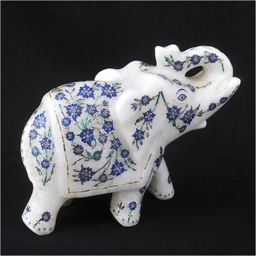 Decorative Marble Inlay Elephant By MUGHAL INLAY ART