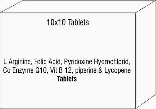 L Arginine Folic Acid Pyridoxine Hydrochloride Co Enzyme Q10 Vit B 12 piperine & Lycopene Tablets