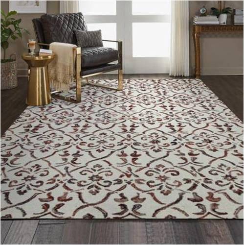 Mitzi Ivory Red Floral Hand Tufted Carpet By UA EXIM
