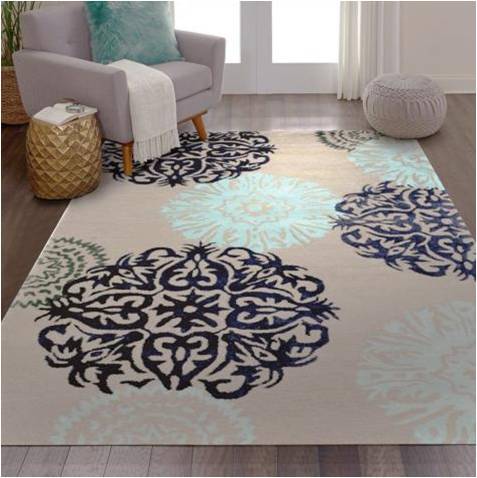 Wool Penn Grey And Blue Floral Hand Tufted Carpet