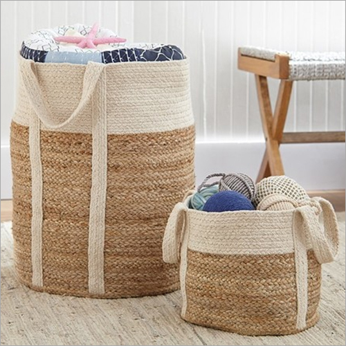 Black & Natural Gold Designer Jute Basket ( Home Decor)
